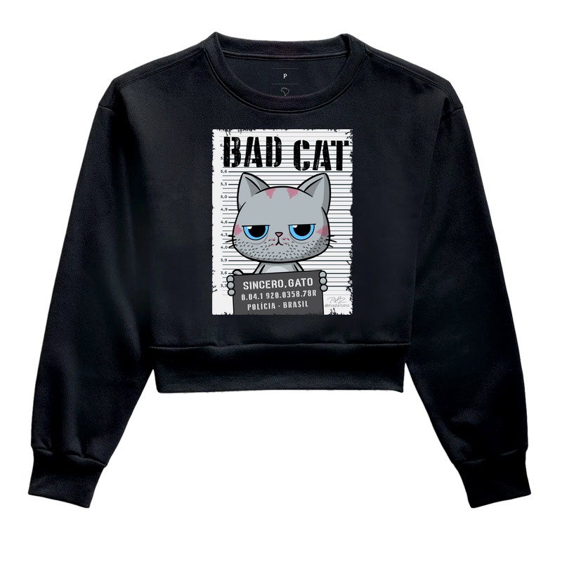 Camiseta Bad Cat - Cropped Moletom