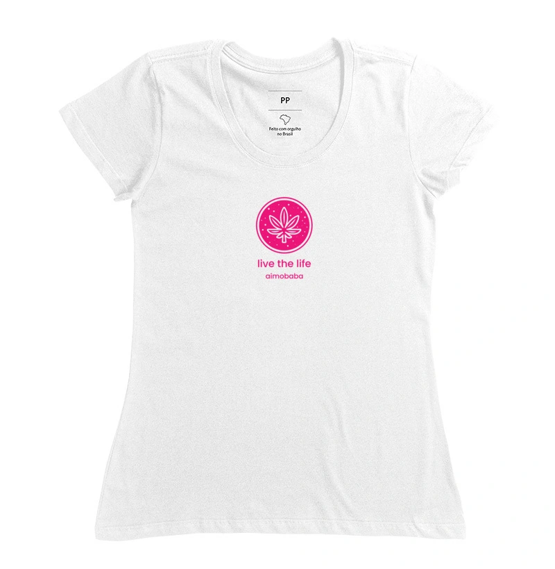 Camiseta Aimobaba Live the Life feminina branca