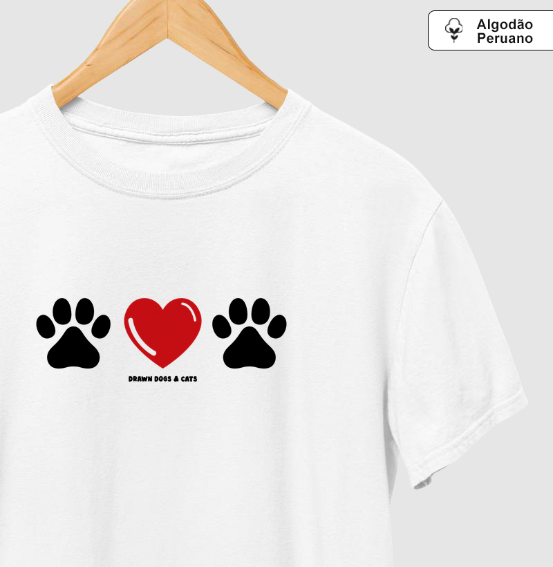 Pata, coração, pata - Camiseta Algodão Peruano
