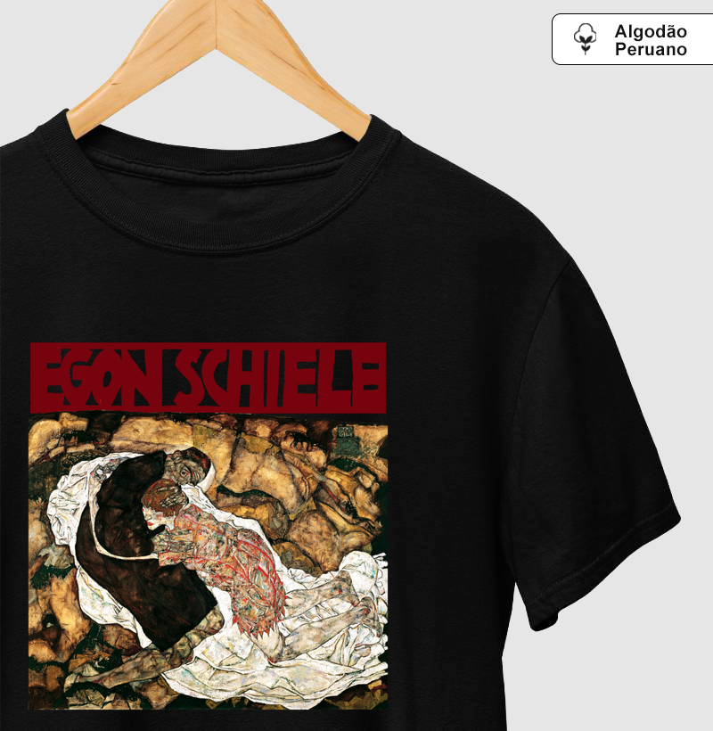 A Morte e a Donzela (Tod und das Mädchen) - Egon Schile - Camiseta Algodão Peruano