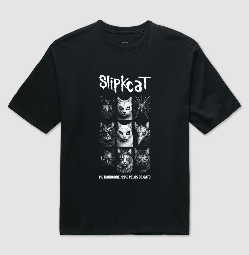 Slipkcat | 1% hardcore, 99% pelos de gato - Camiseta Oversized