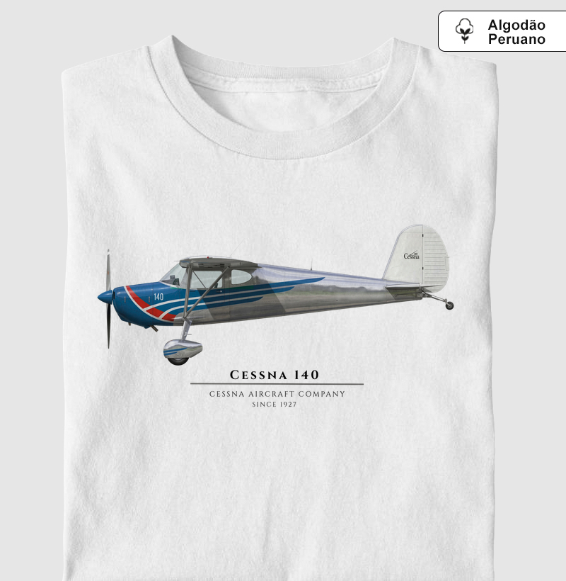 Cessna 140 - Profile - Camiseta Algodão Peruano