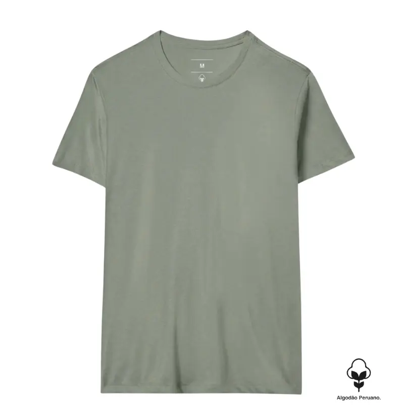 Camiseta lisa PREMIUM algodão peruano verde oliva - CLÁSSICA