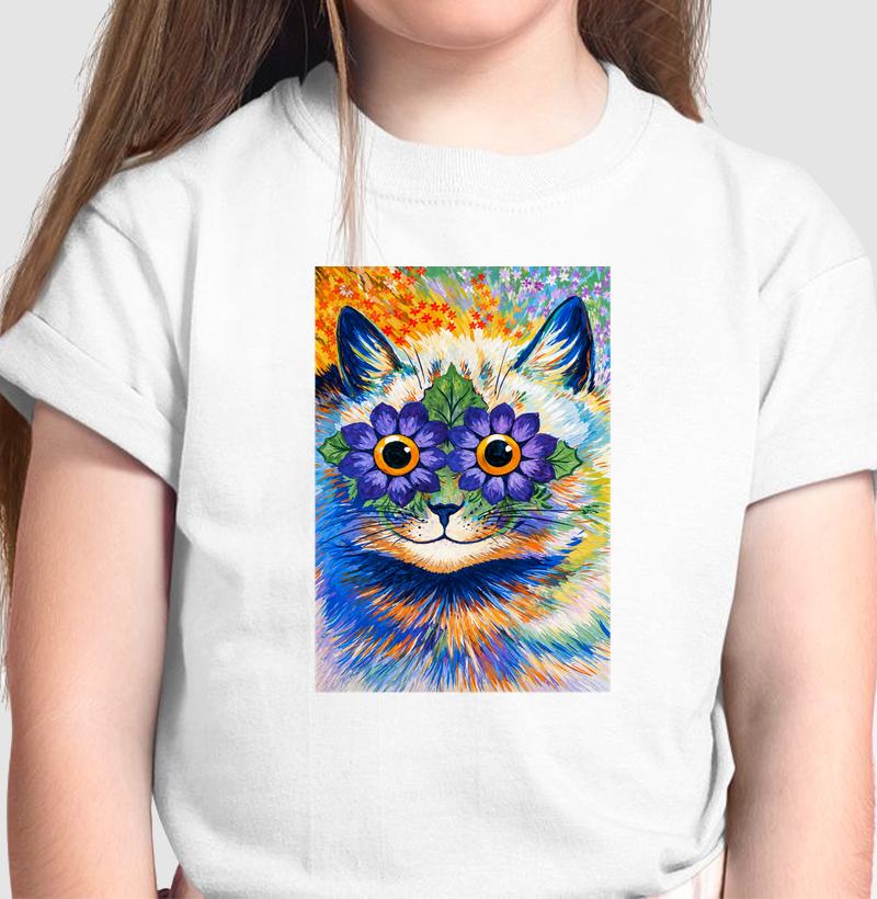 Psychedelic Flower Cat -  Louis Wain - Camiseta Infantil