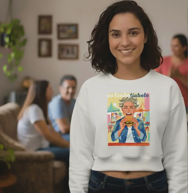 Moletom Cropped Feminino "Tia Bete Burger" - Tia Bete Veste
