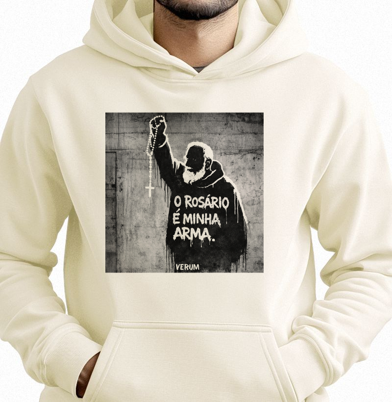 Moletom Hoodie Padre Pio Rosário