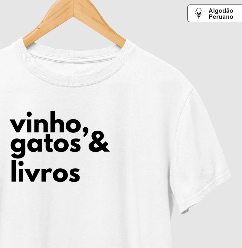 Vinho, Gatos & Livros - Algodão Peruano