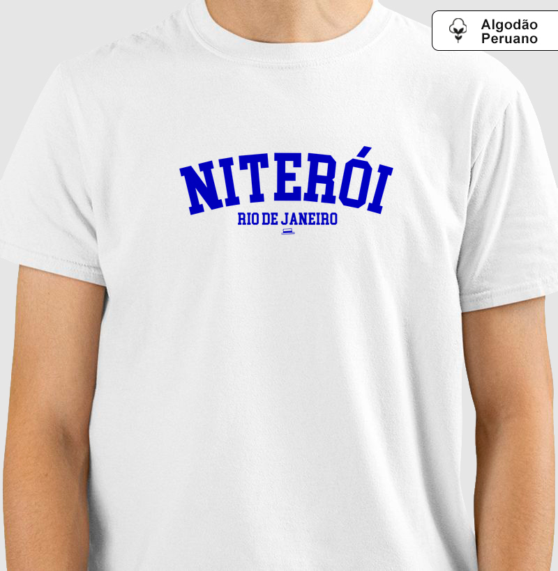 Niterói - Azul e Branco - Camiseta Algodão Peruano