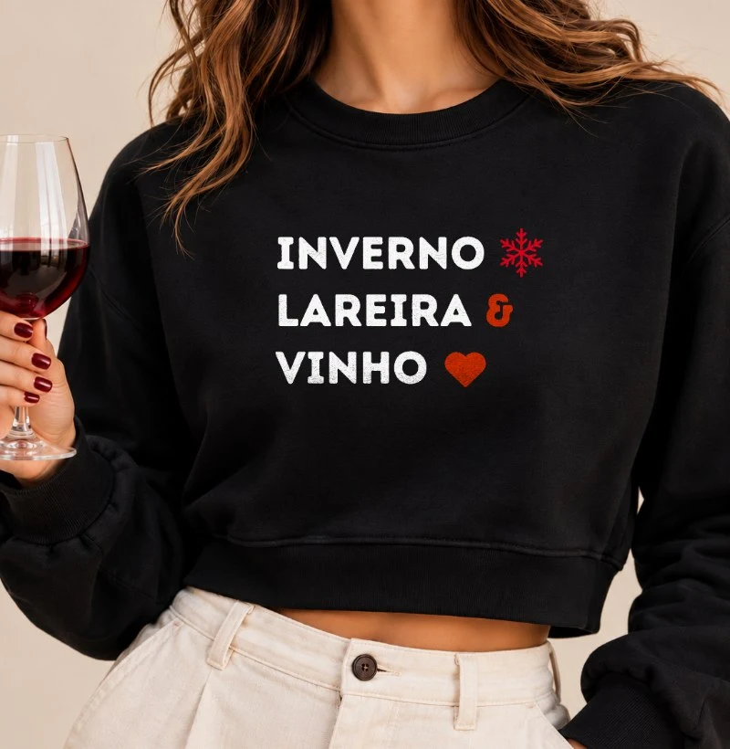 Moletom Cropped Inverno e Vinho - Cropped Moletom