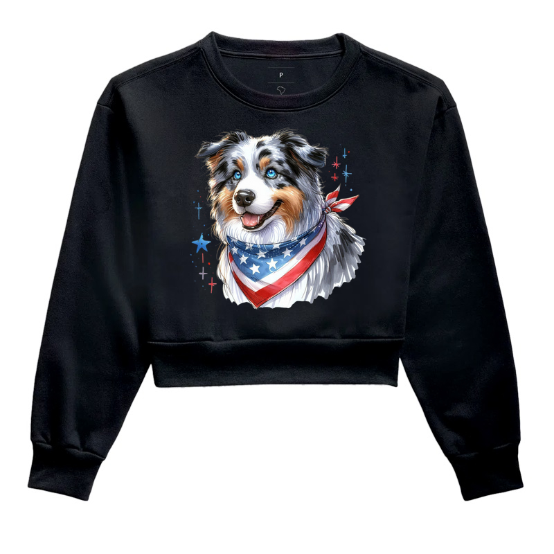 Australian Shepherd Blue Merle Bandeira