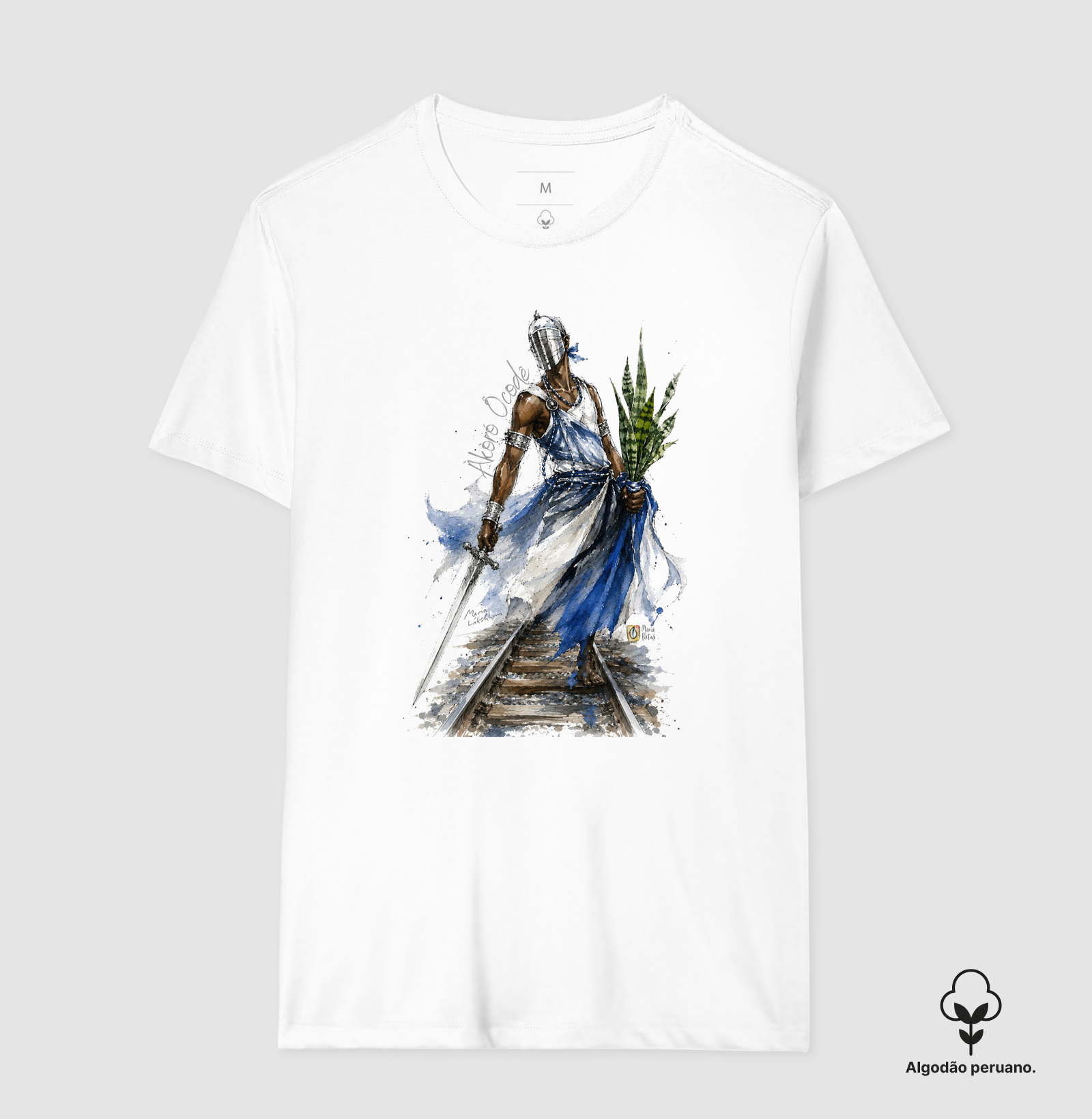 Algodão Peruano Ogum Acodô Acodê Maria Patuá - Camiseta Algodão Peruano
