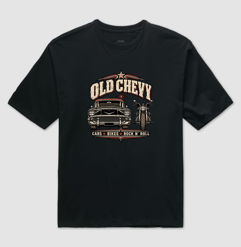 Side by Side | Steel & Wheels - Old Chevy - Camiseta Oversized