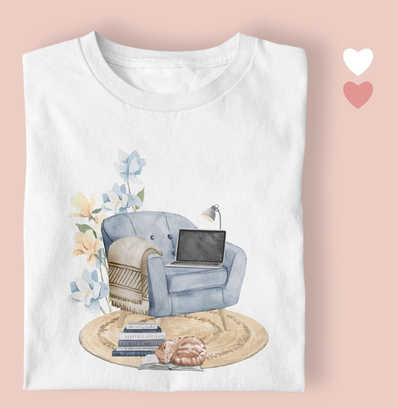 Camiseta Feminina Ilustrada Sofa Home