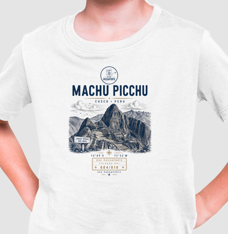 Camiseta Infantil Machu Picchu | Coleção 001 • 004/010 | Use Passaporte
