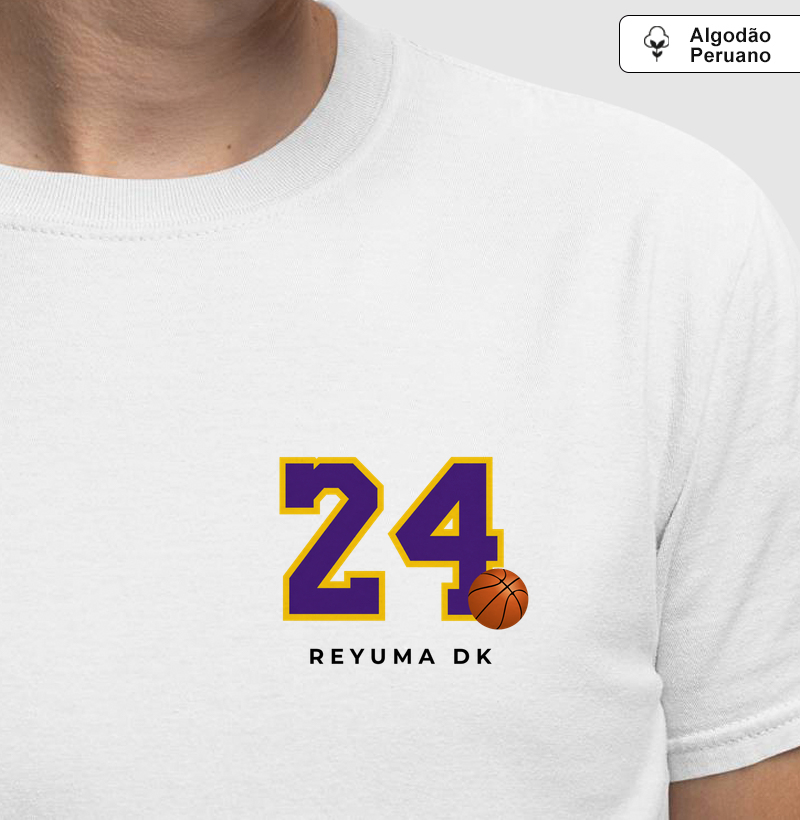 Camiseta Masculina de Algodão Peruano Basquete "24 Mamba"