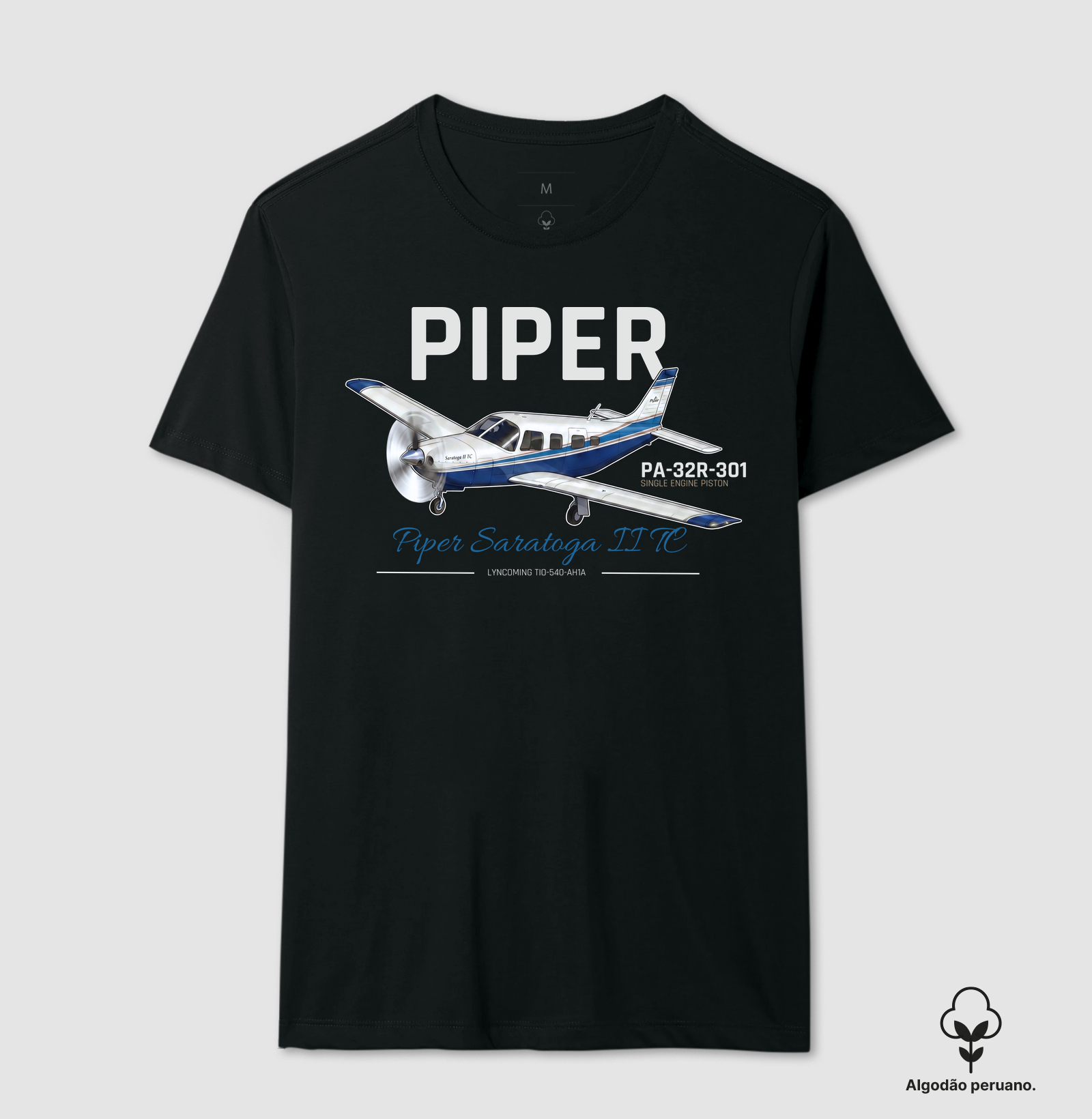 Piper Saratoga II TC | Vintage - Camiseta Algodão Peruano
