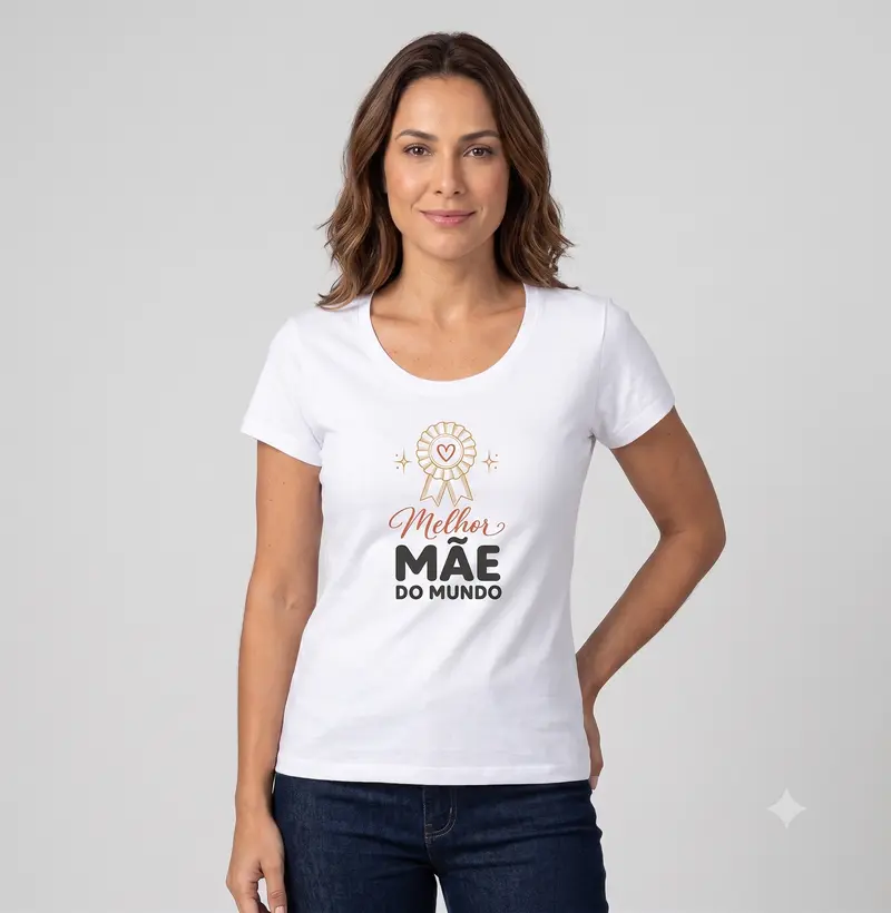Melhor mãe do mundo - Blusa Feminina Estampada cor Branca