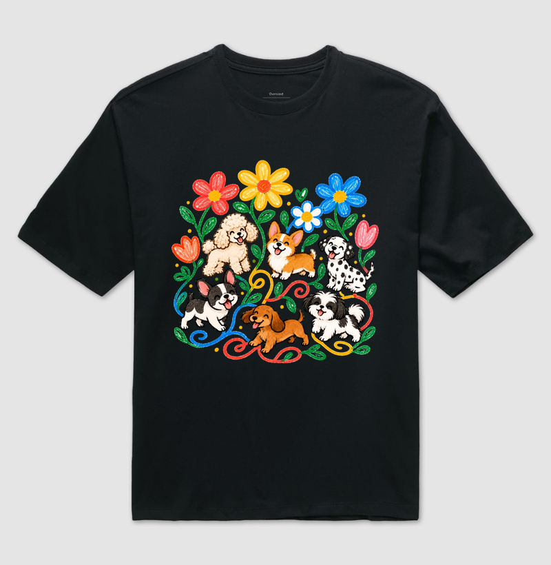 Cachorros No Jardim - Camiseta Oversized