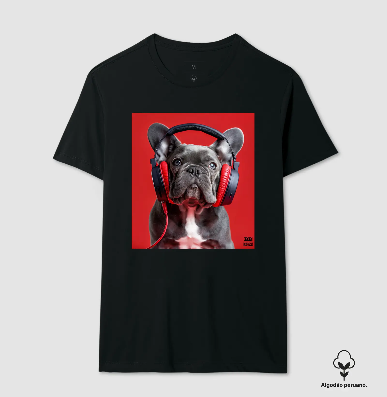 Camiseta Premium Bulldog Frances "Headphones 4"