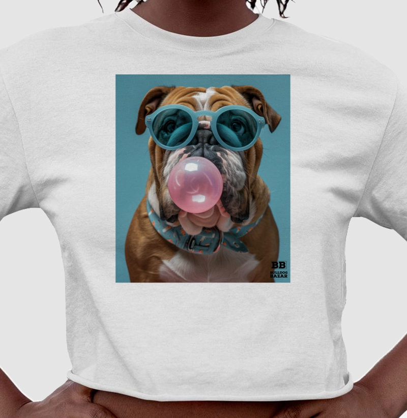 Camiseta Cropped Bulldog Ingles "Chiclete 2"
