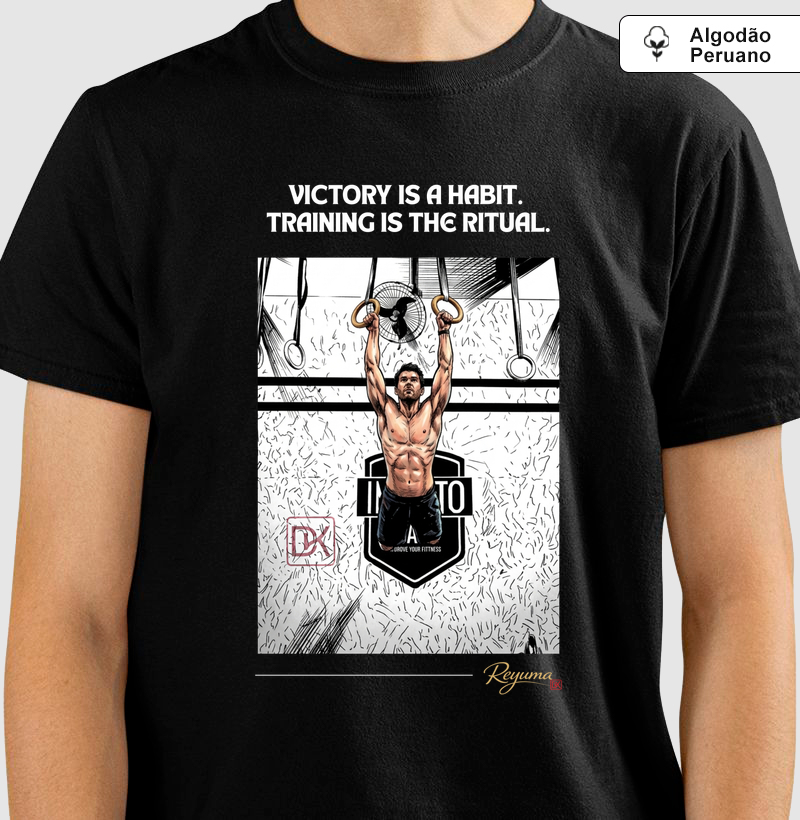Camiseta Masculina e Feminina de Algodão Peruano Crossfit "Victory is a Habit" 