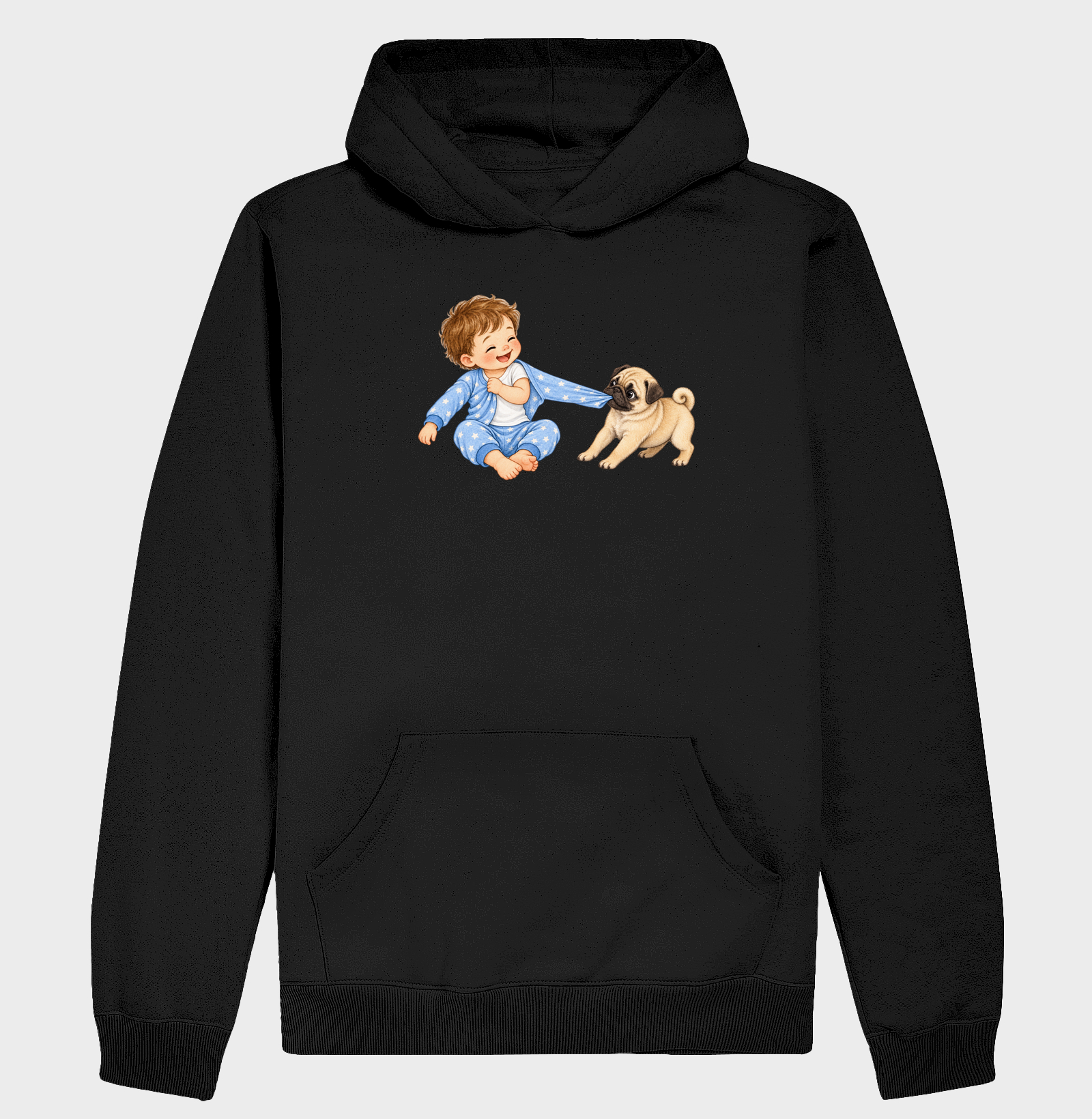 Pug Puxando Pijama - Hoodie Moletom
