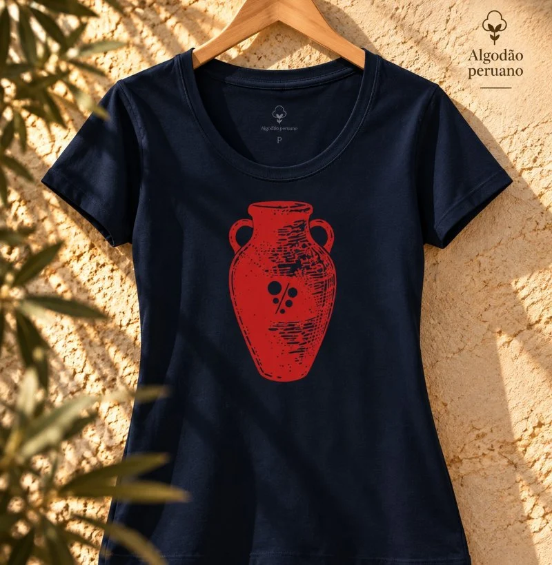 Camiseta Brasil de Vinhos - Ânfora Vinho - Camiseta Algodão Peruano