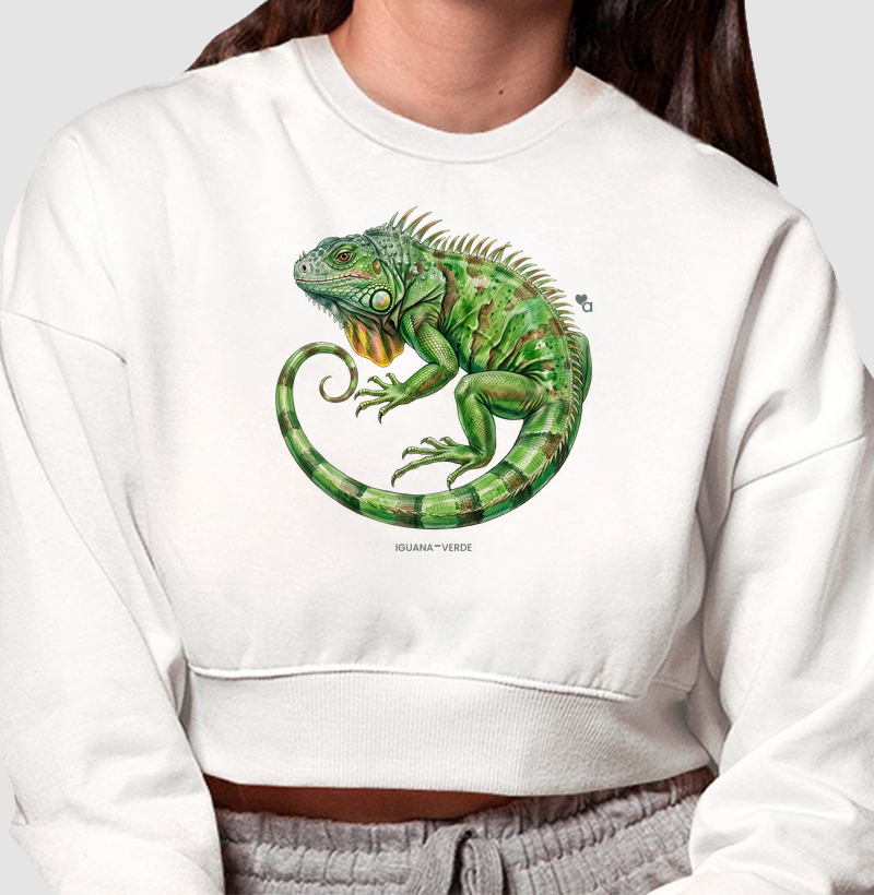 Répteis - Iguana Verde - Moletom Cropped
