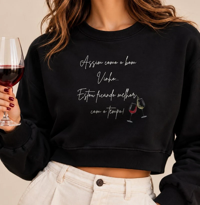Camiseta Melhor com o Tempo - Cropped Moletom