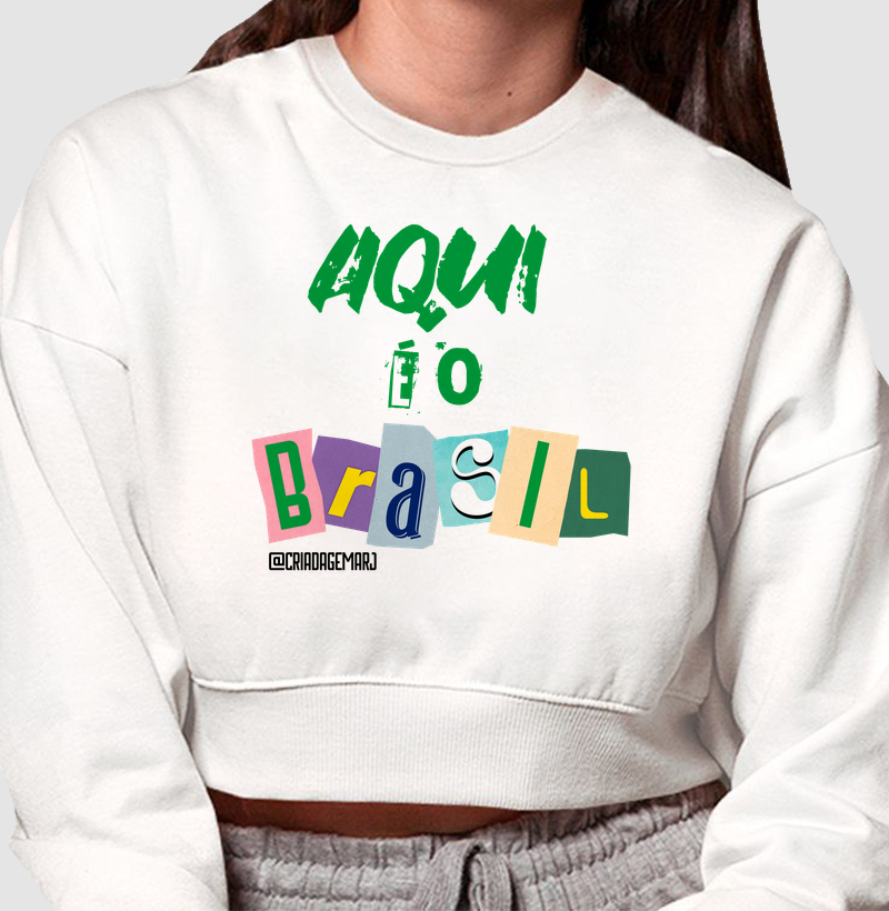 Cropped Moletom Aqui é o Brasil