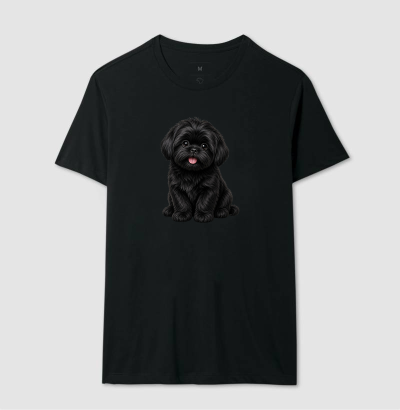 Shih Tzu Preto - Desenho Animado - Camiseta