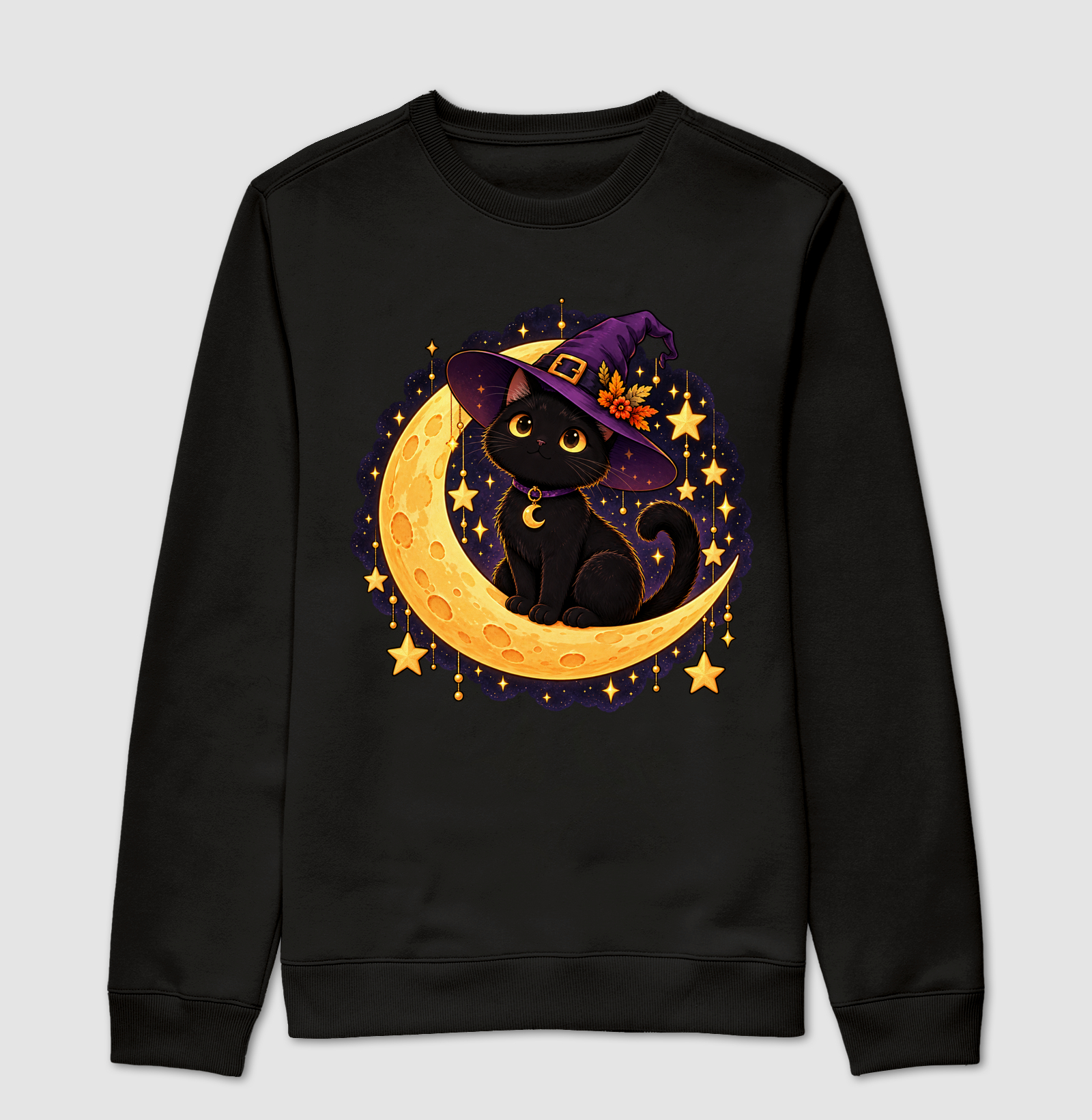 Gatoween - Bruxaria na Lua - Suéter Moletom