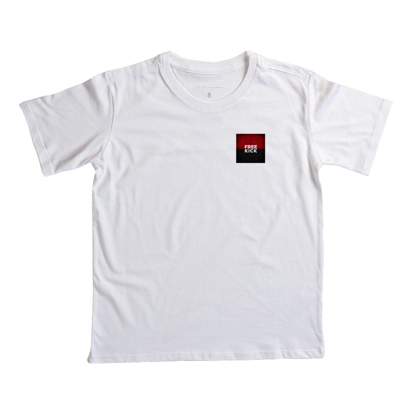 CAMISETA INFANTIL FREE KICK VERMELHO E PRETO BOLSO