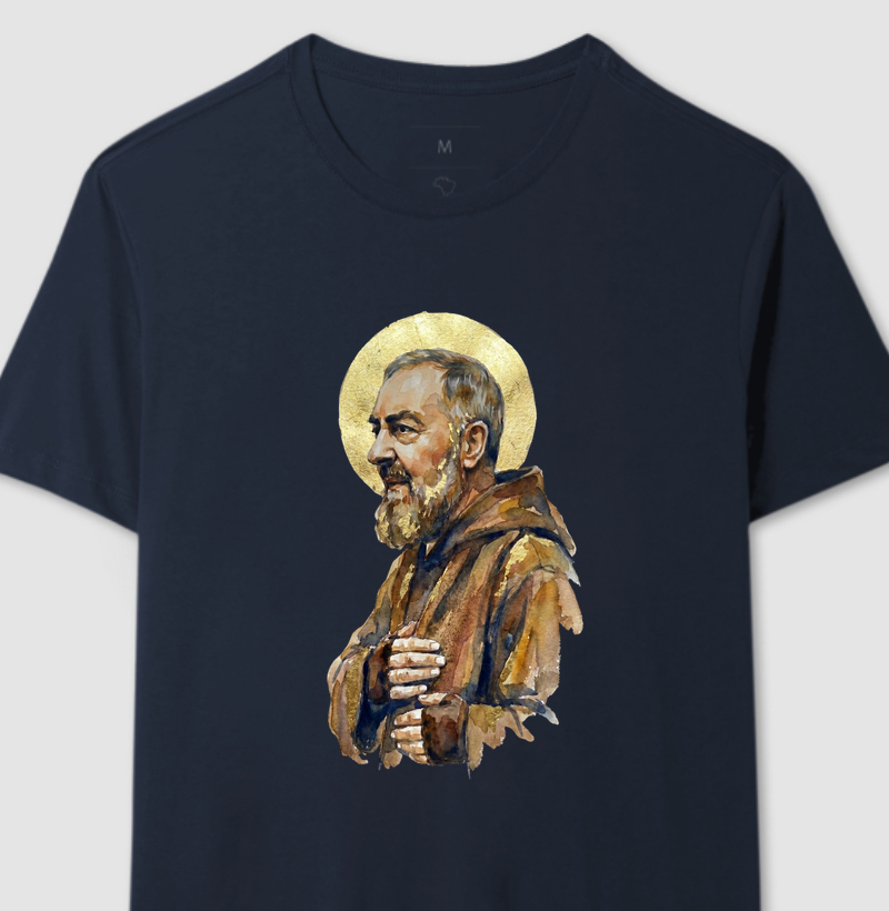 São Padre Pio Retrato Aquarela