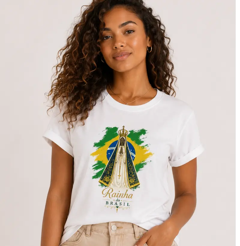 Camiseta Nossa Senhora Aparecida Rainha do Brasil
