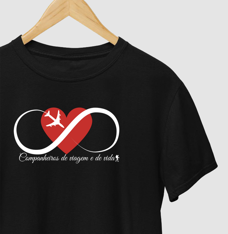 Camiseta Casal Viagem Infinita | Companheiros de Viagem e de Vida | Excursionista