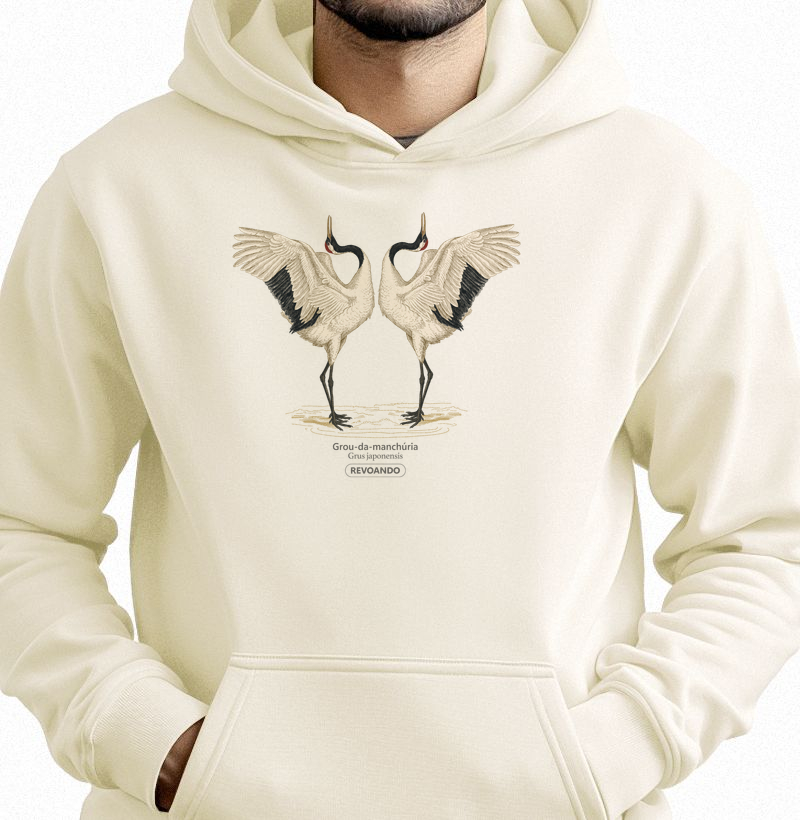 Traços Alados - Grou-da-manchúria (Tsuru) - Moletom Hoodie - Hoodie Moletom