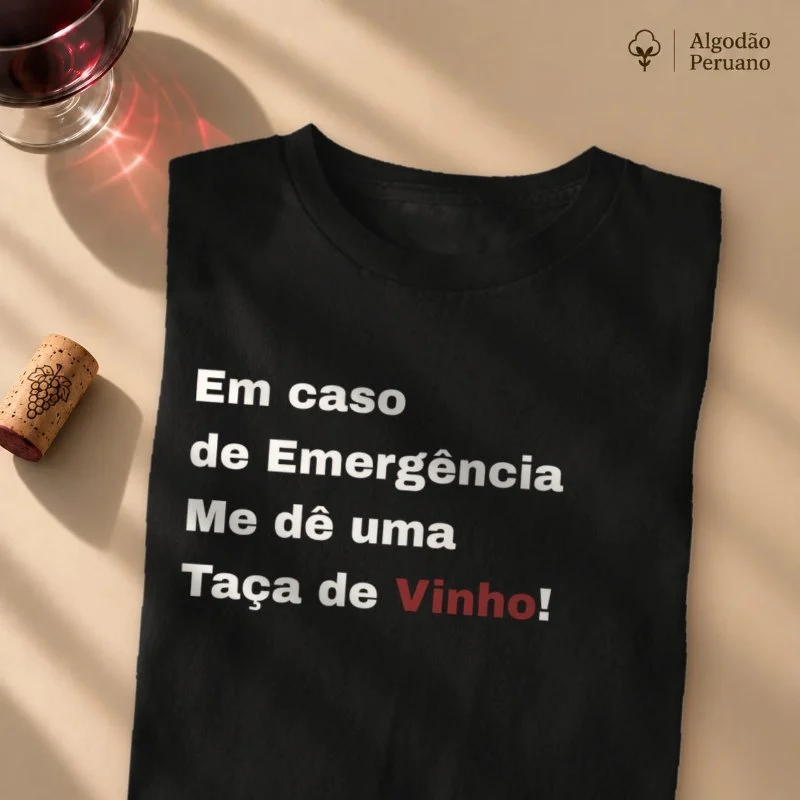 Camiseta Em caso de Emergência - Camiseta Algodão Peruano