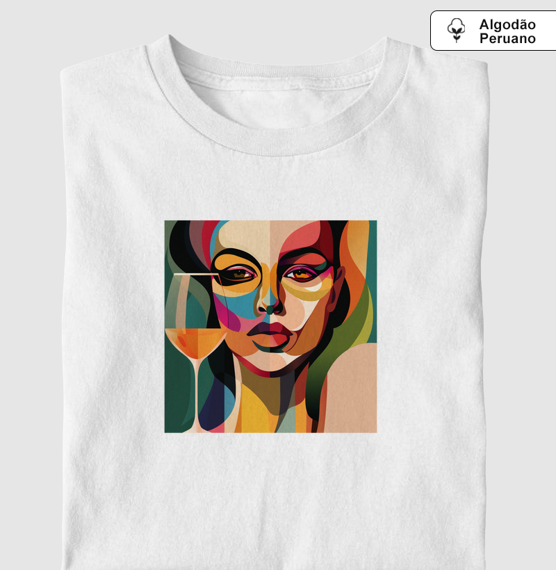Camiseta Arte e Vinho: Retrato Multicolorido