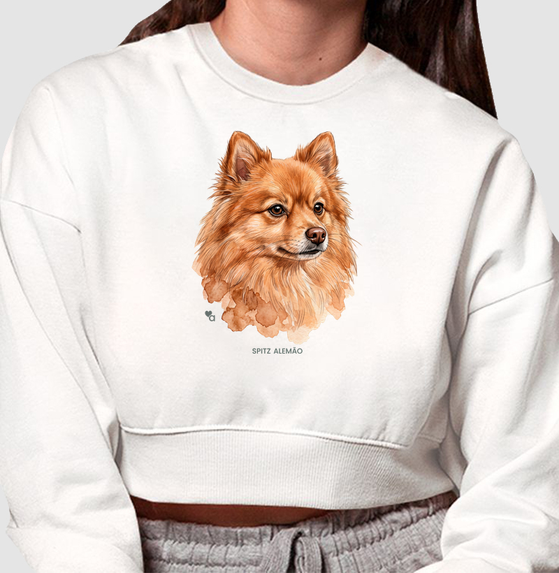 Cães - Spitz Alemão - Moletom Cropped