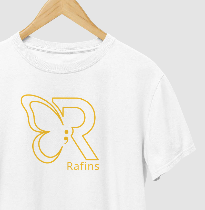 Camiseta Rafins Borboleta +letra R + Ponto e virgula
