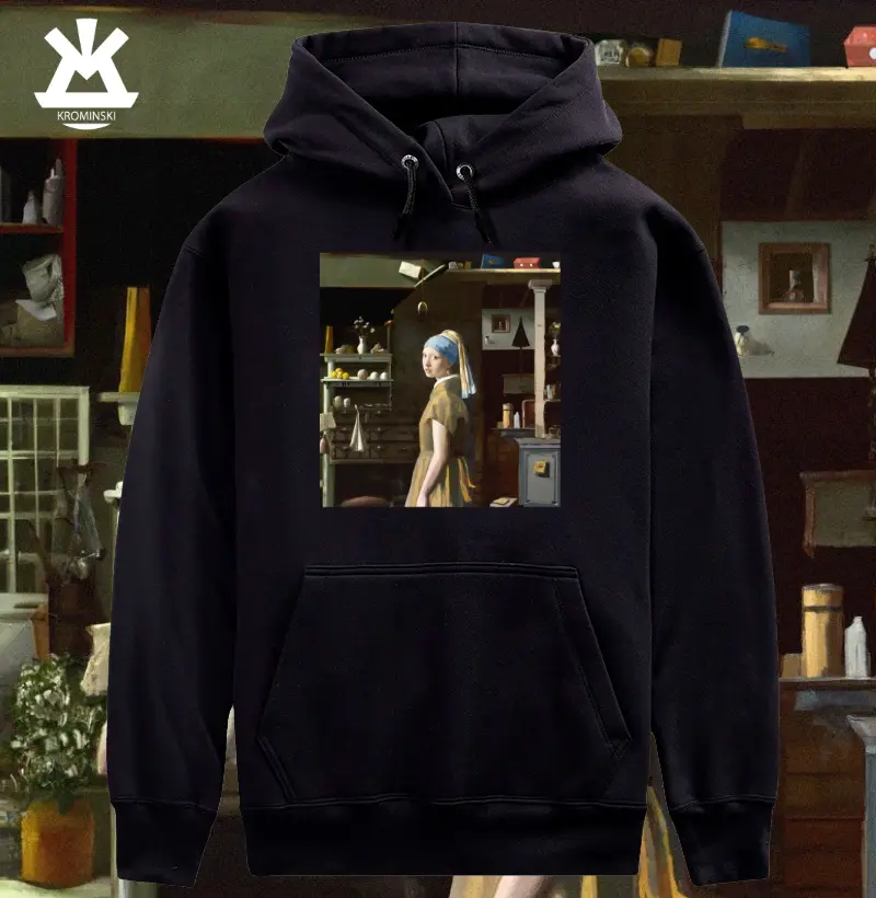 4009 Moletom Menina com colar de Pérola na Cozinha