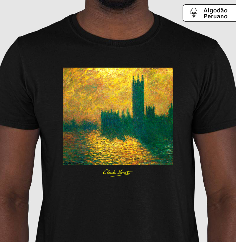 Camiseta Claude Monet – The Houses of Parliament Londres Algodão Peruano 