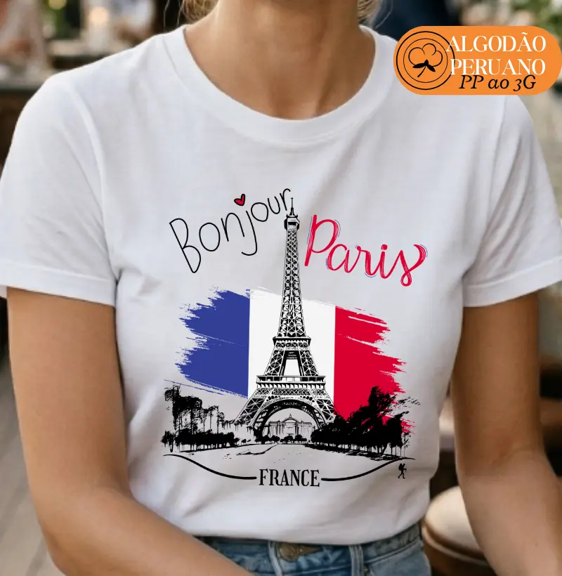 Camiseta Bonjour Paris França | Excursionista
