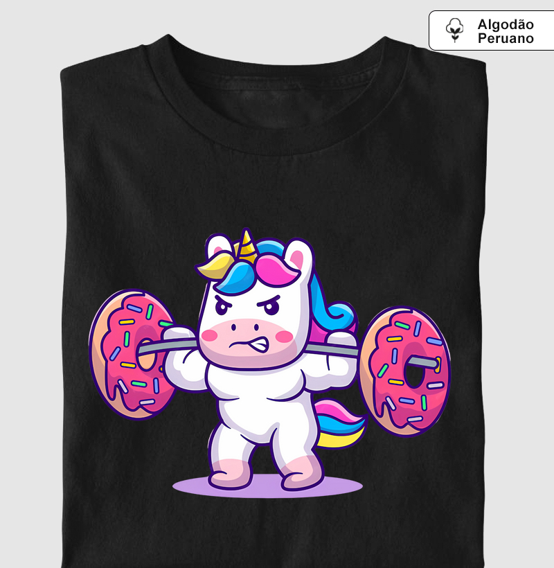 Unicórnio fazendo levantamento de rosquinhas