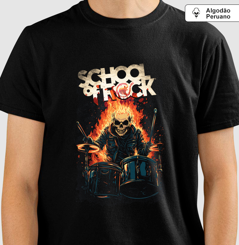 Skulls of Rock Drummer - Produto Premium - Algodão Peruano