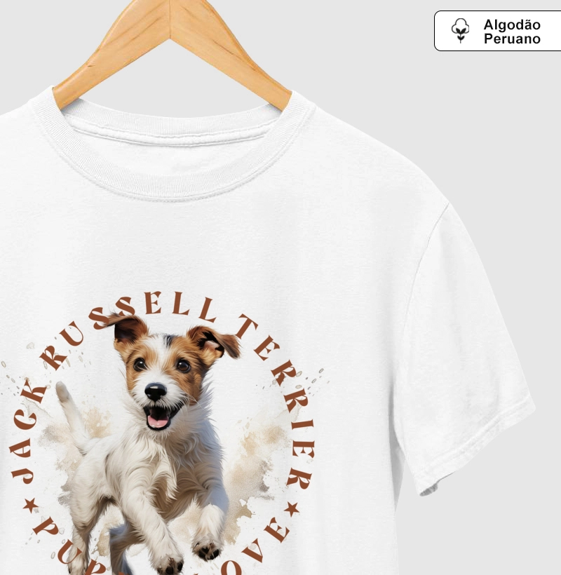 Camiseta Algodão Peruano Jack Russell Puppy Love