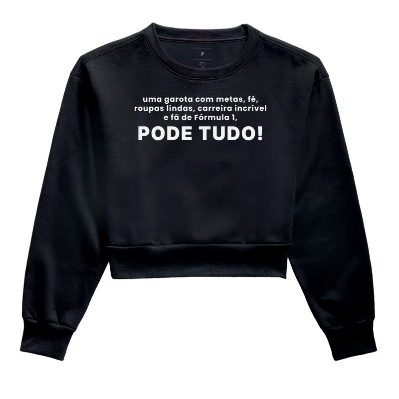 Uma garota fã de f1 pode tudo - Cropped Moletom