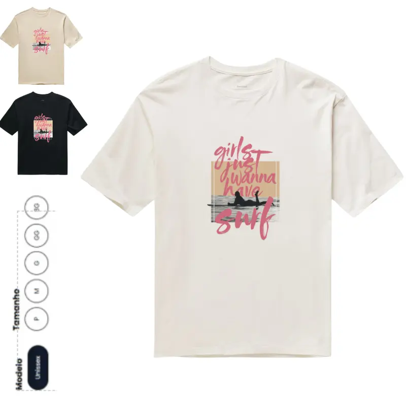 Oversized PREMIUM Unissex Girls Just Wanna Have Surf | Camisetas Falam 