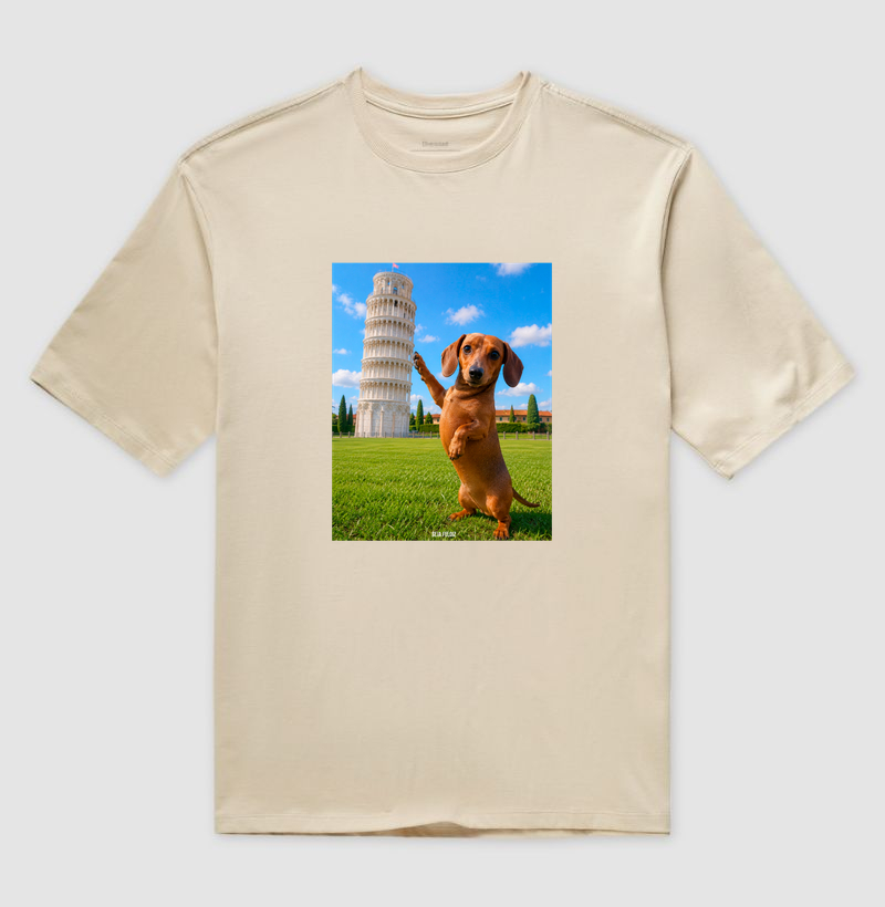 🐾 Salsichito em Pisa - Camiseta Oversized